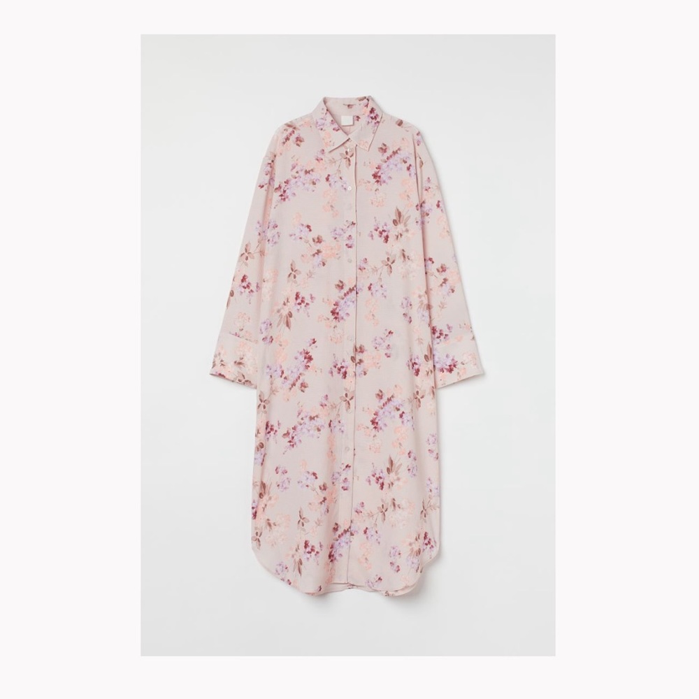 h&m floral button down dress